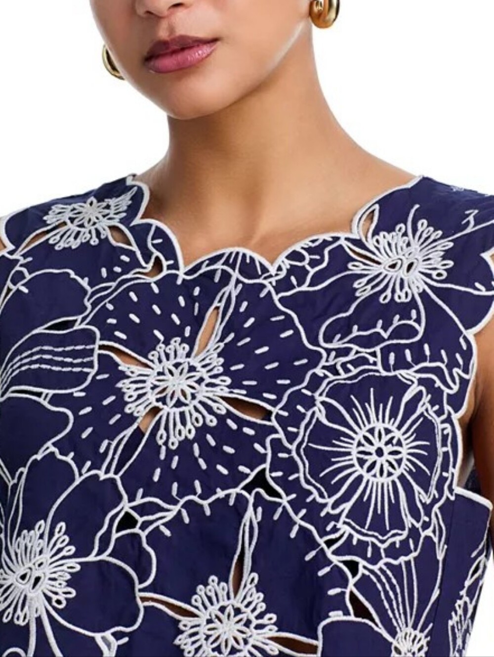 FARM RIO Richelieu Floral Embroidered Top Split Back Cropped Top Size S - Picture 2 of 11